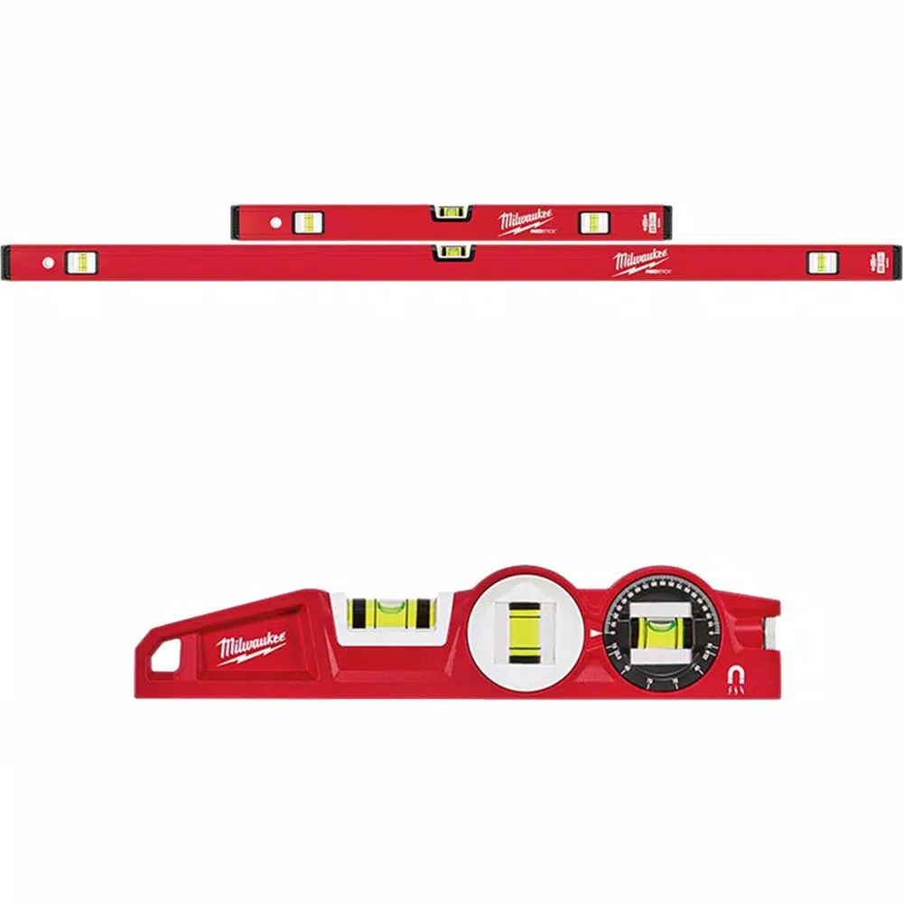 Wholesale 🔔 Milwaukee 24 In./48 In. REDSTICK Compact Box Level Set With 10 In. 360-Degree Locking Die Cast Torpedo Level ⭐