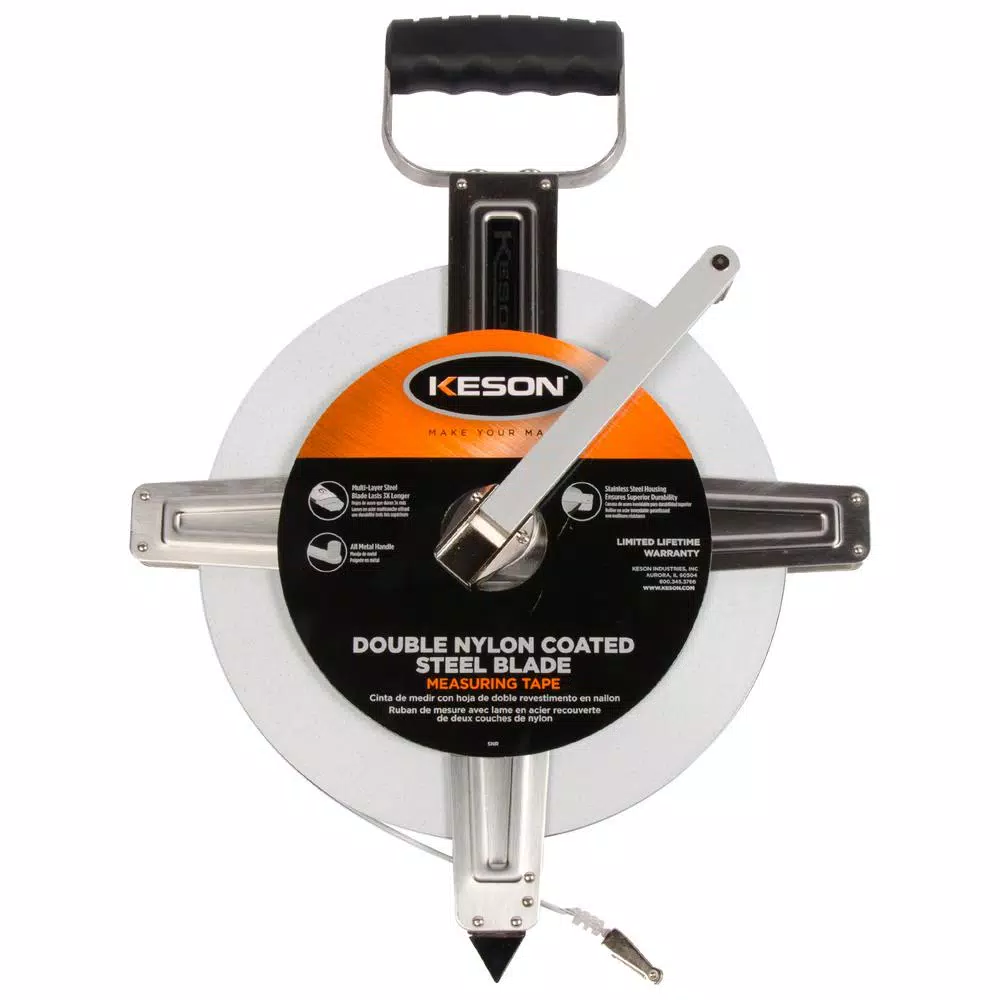 Cheapest 🧨 Keson 300 Ft. Steel Open Reel Tape Measure, Stainless Steel Housing, Engineer’s 🔥