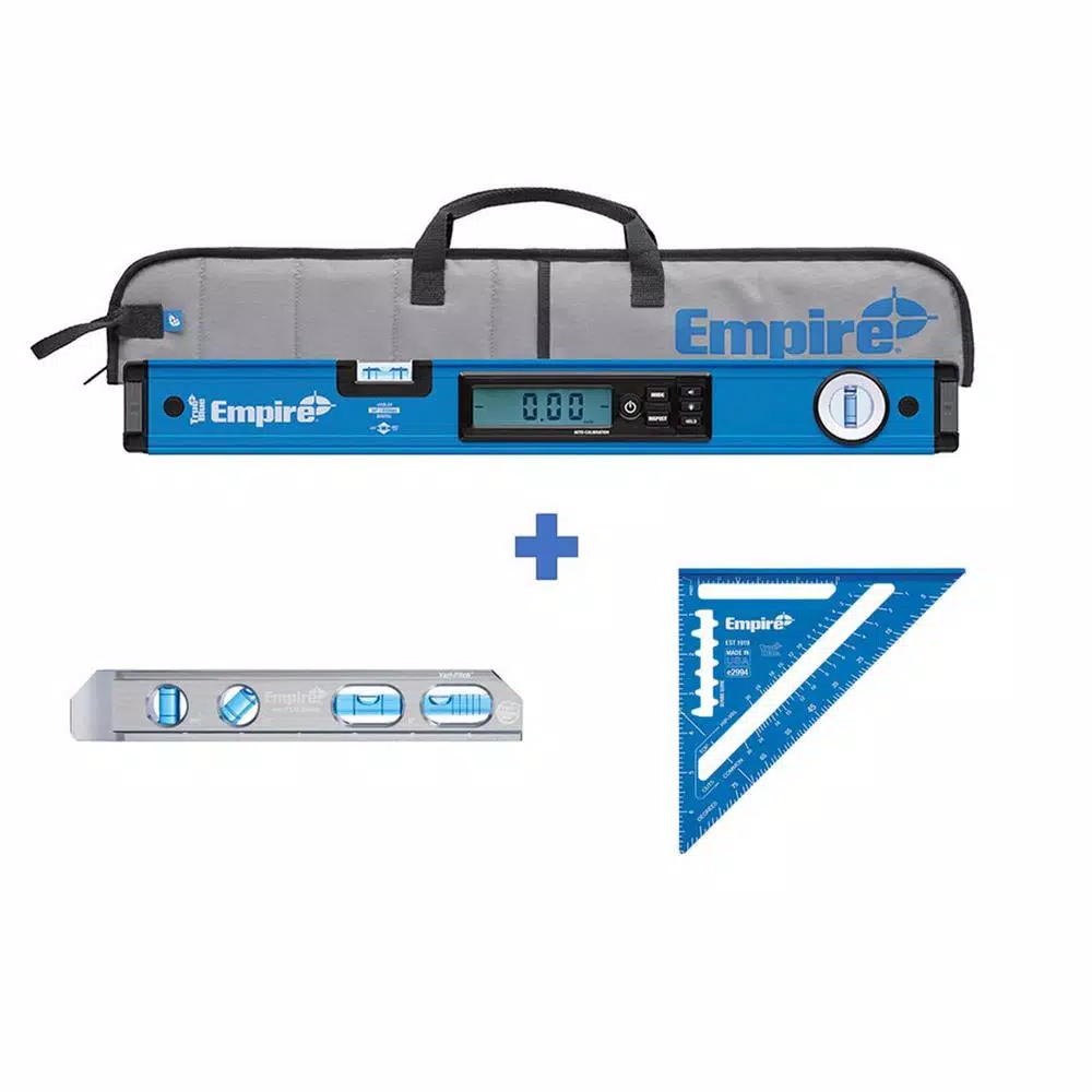 Discount π Empire 24 In. Digital Box Level With Case And 8 In. Magnetic Torpedo Level And Rafter Square In True Blue π€©