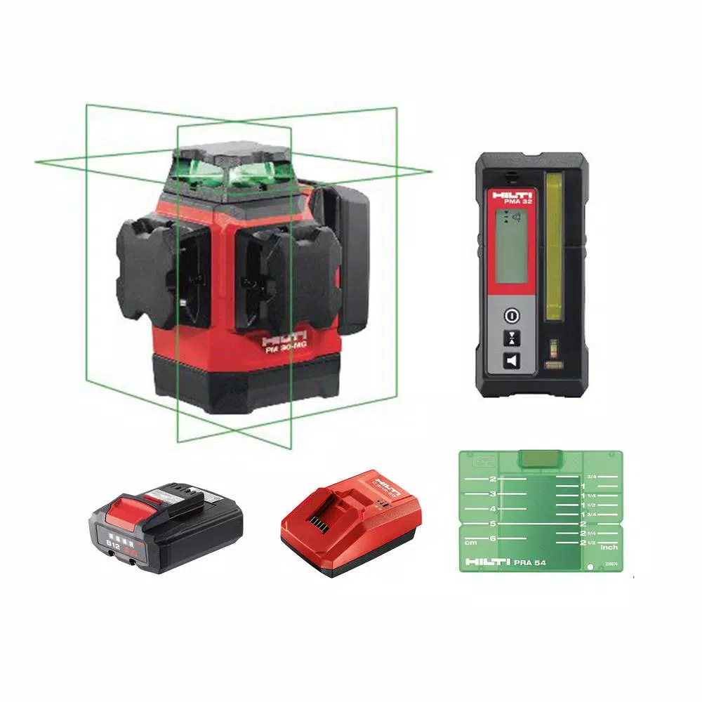 Best Sale ✔️ Hilti PM 30-MG 131 Ft. Multi-Green Laser And Receiver Kit Complete With Receiver, Battery And Charger 🧨