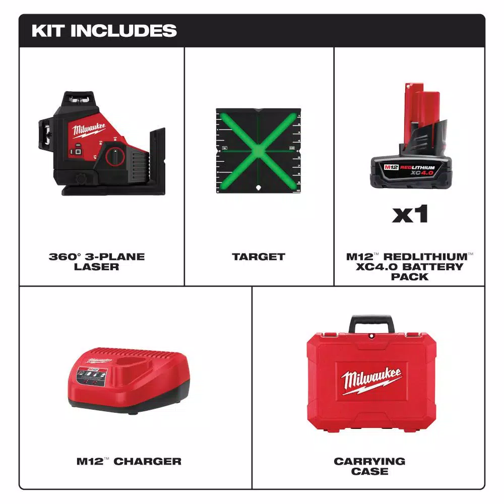 Deals 🌟 Milwaukee M12 12-Volt Lithium-Ion Cordless Green 250 Ft. 3-Plane Laser Level Kit With One 4.0 Ah Battery, Charger And Case 😍 3 Deals 🌟 Milwaukee M12 12-Volt Lithium-Ion Cordless Green 250 Ft. 3-Plane Laser Level Kit With One 4.0 Ah Battery, Charger And Case 😍 - Image 3