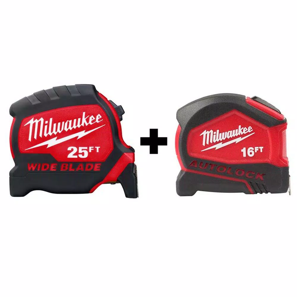 Best Sale 🔥 Milwaukee 25 Ft. X 1.3 In. W Blade Tape Measure With 14 Ft. Standout With 16 Ft. Compact Auto Lock Tape Measure ⌛