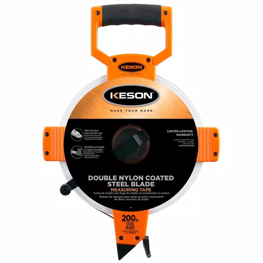 Best Pirce 😍 Keson 200 Ft. Steel Open Reel Tape Measure, ABS Housing, SAE 🎉
