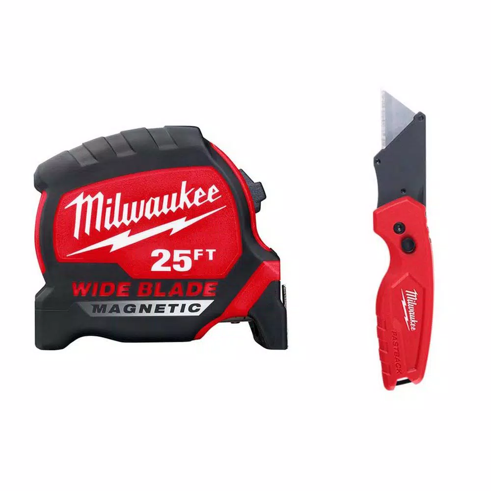Discount ๐คฉ Milwaukee 25 Ft. X 1.3 In. W Blade Magnetic Tape Measure With 14 Ft. Standout With Fastback Compact Folding Utility Knife ๐